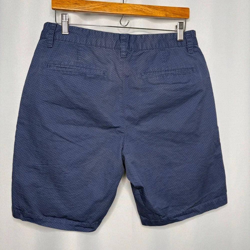 English Laundry Mens Navy Blue Geometric Micro Print Cotton Chino Shorts 32W